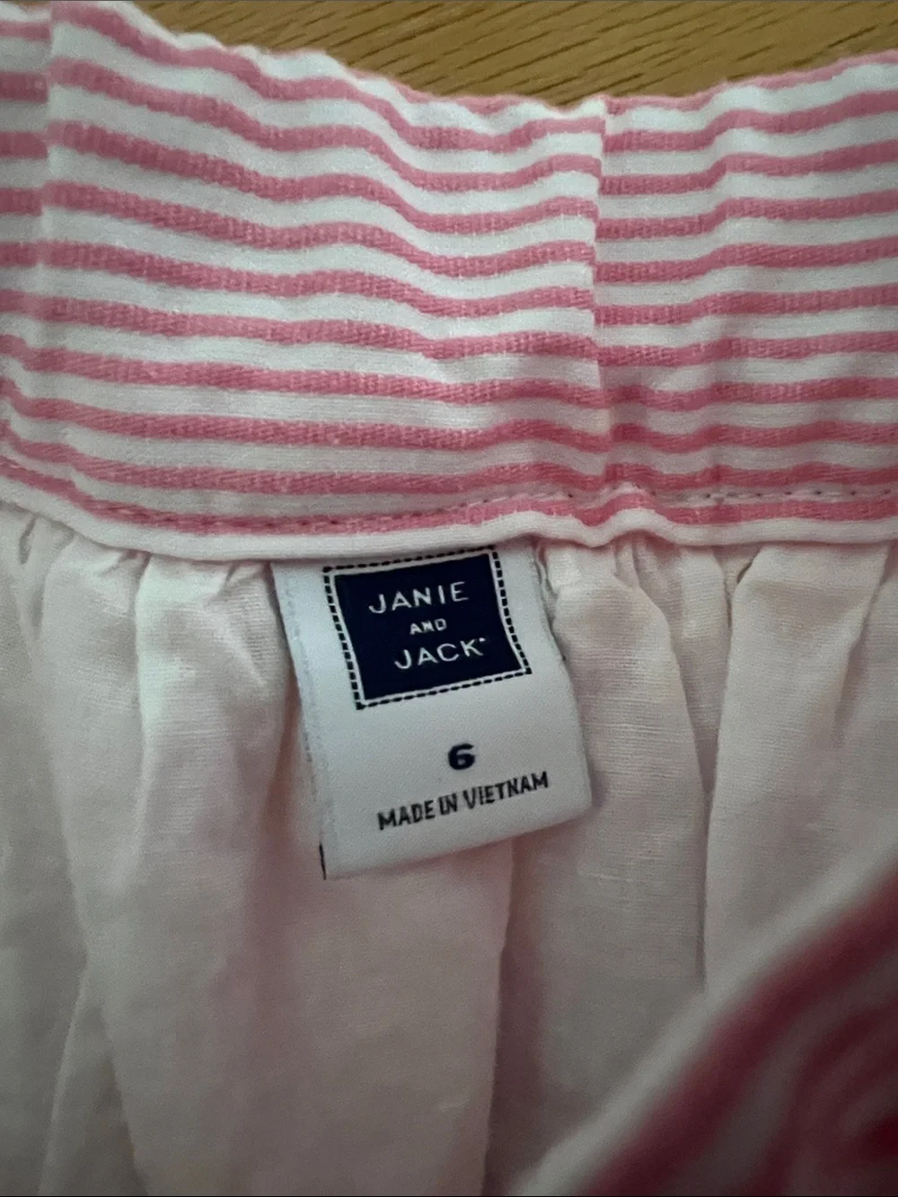 Kids Sleeveless Pink & White Striped Top with Embroidered Collar